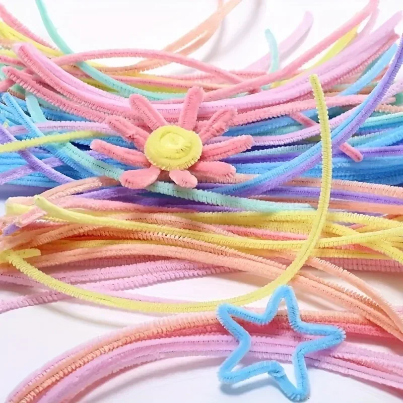 100/10 Pcs Colorful Chenille Stems Pipe Cleaners Plush Hairband DIY Craft kids Educational Toys Metal Pole Wire Rod Twisted Rod.