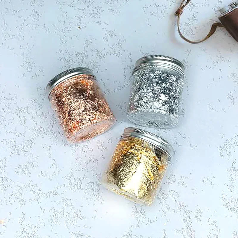 3g Imitation Gold Sliver Copper Foil Sequins Glitters Craft Leaf Flake Sheets Bulk  For Gilding DIY Nail Art Decor  Paper