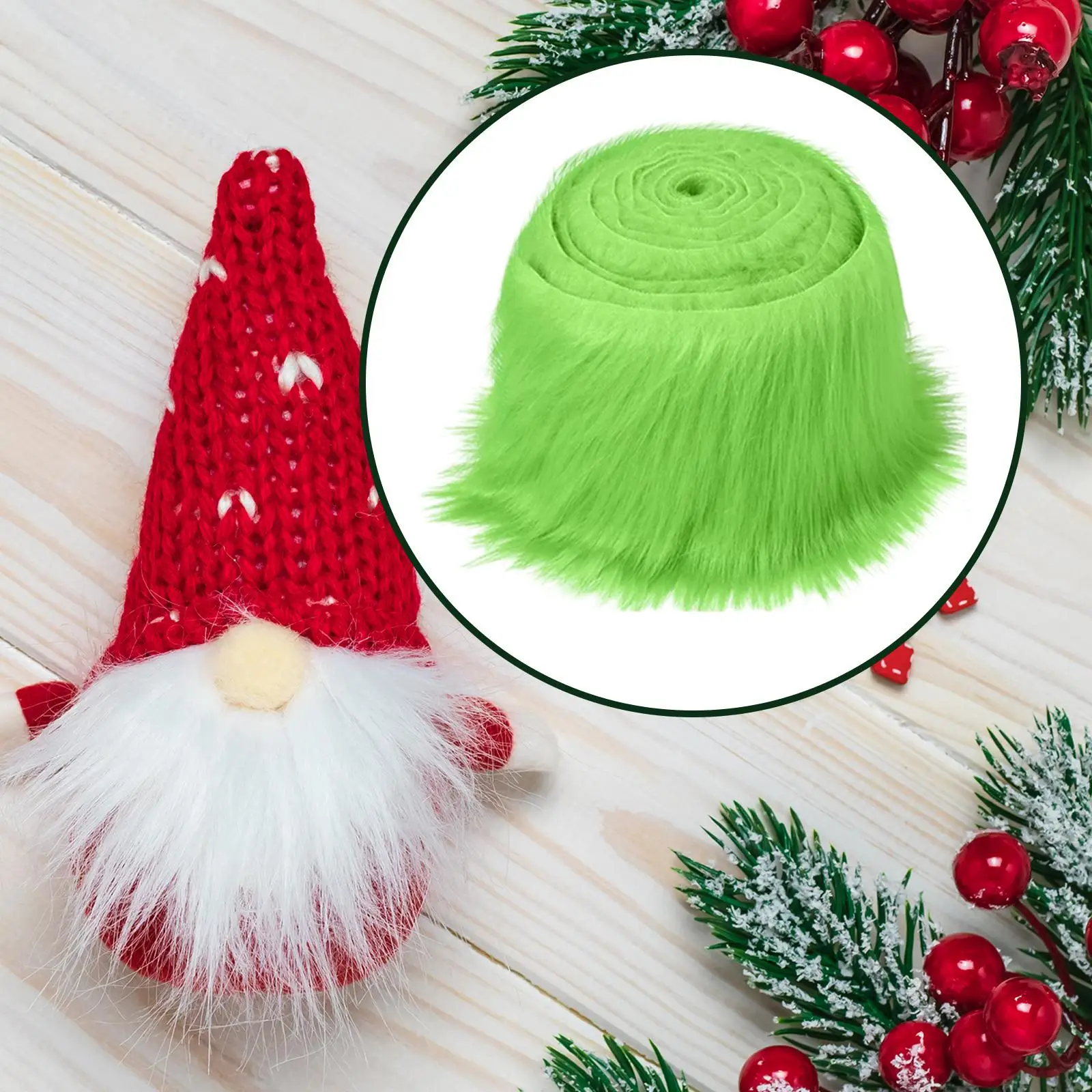 Faux Fur Fabric Costume Craft Supplies Precut Strips Toy Fuzzy Fur for Christmas Party Hat Shoes Gnomes Beard Hair Decoration