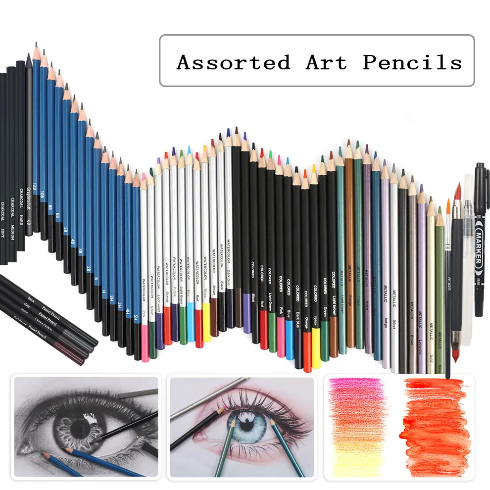 28/54/72/96/144 Pcs Drawing Sketching Coloring Set Drawing Pencils and Sketching Kit Art Tool Kit Professional Art Supplies Set