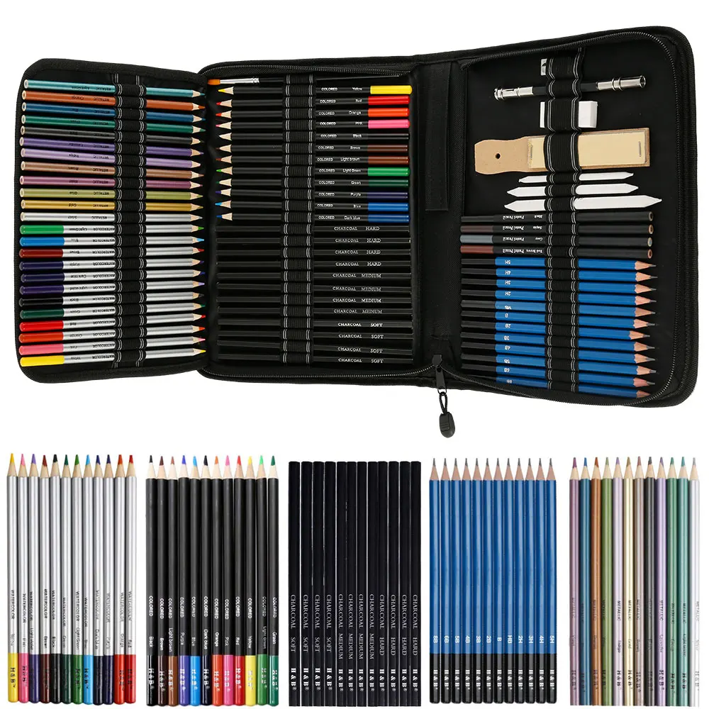 28/54/72/96/144 Pcs Drawing Sketching Coloring Set Drawing Pencils and Sketching Kit Art Tool Kit Professional Art Supplies Set