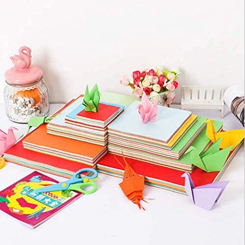 100pcs Origami Square Paper Double Sided Folding Lucky Wish Paper Crane Craft Paper DIY Arts Crafting Colorful Scrapbooking