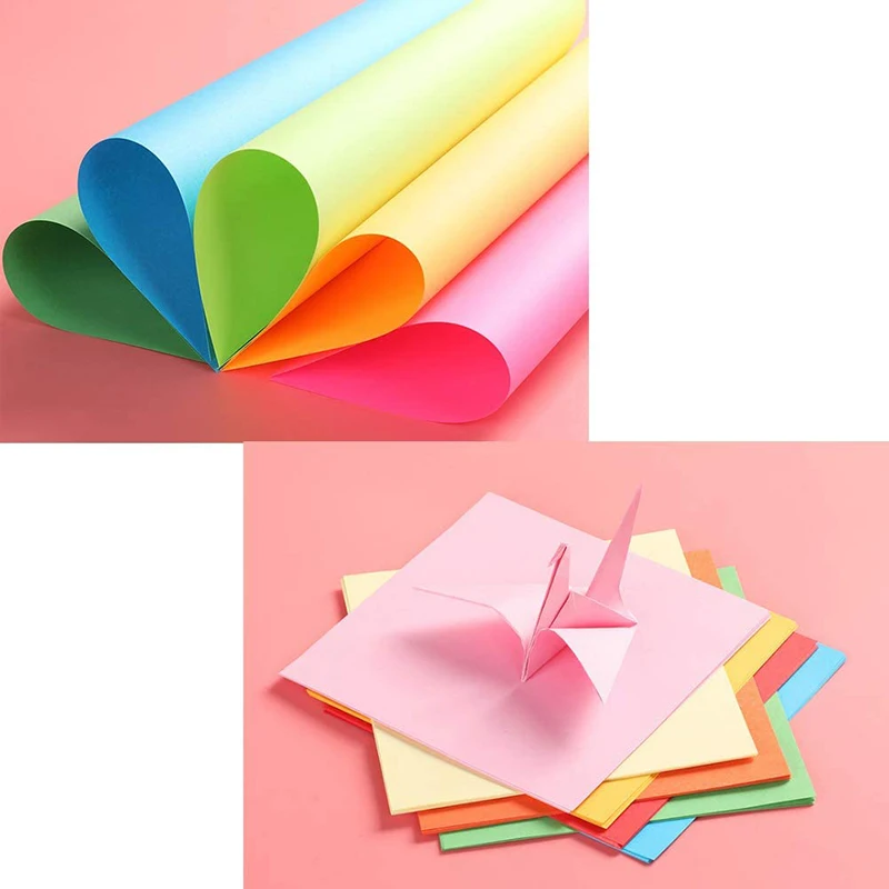 100pcs Origami Square Paper Double Sided Folding Lucky Wish Paper Crane Craft Paper DIY Arts Crafting Colorful Scrapbooking