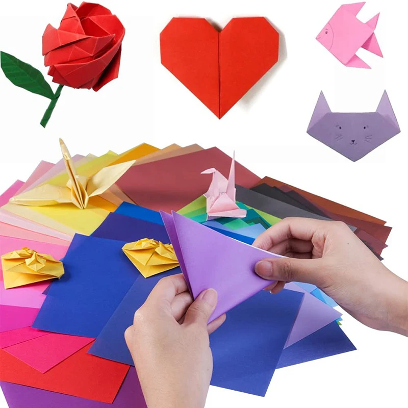 100pcs Origami Square Paper Double Sided Folding Lucky Wish Paper Crane Craft Paper DIY Arts Crafting Colorful Scrapbooking