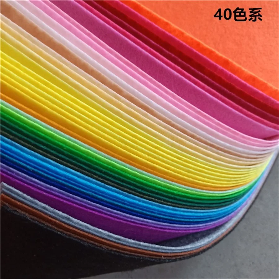 15*15cm 40Pcs Soft Felt Fabric Sheet Assorted Color Patchwork Sewing DIY Craft Squares Nonwoven 1mm Thick Handmade Cloth Weaving