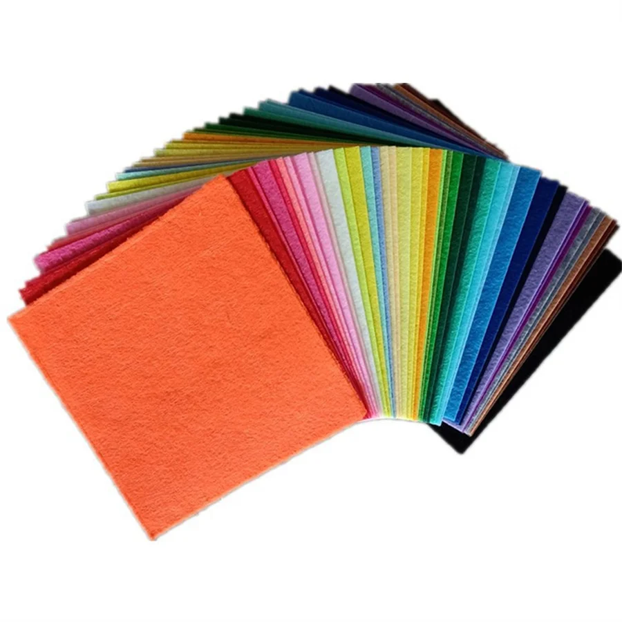 15*15cm 40Pcs Soft Felt Fabric Sheet Assorted Color Patchwork Sewing DIY Craft Squares Nonwoven 1mm Thick Handmade Cloth Weaving