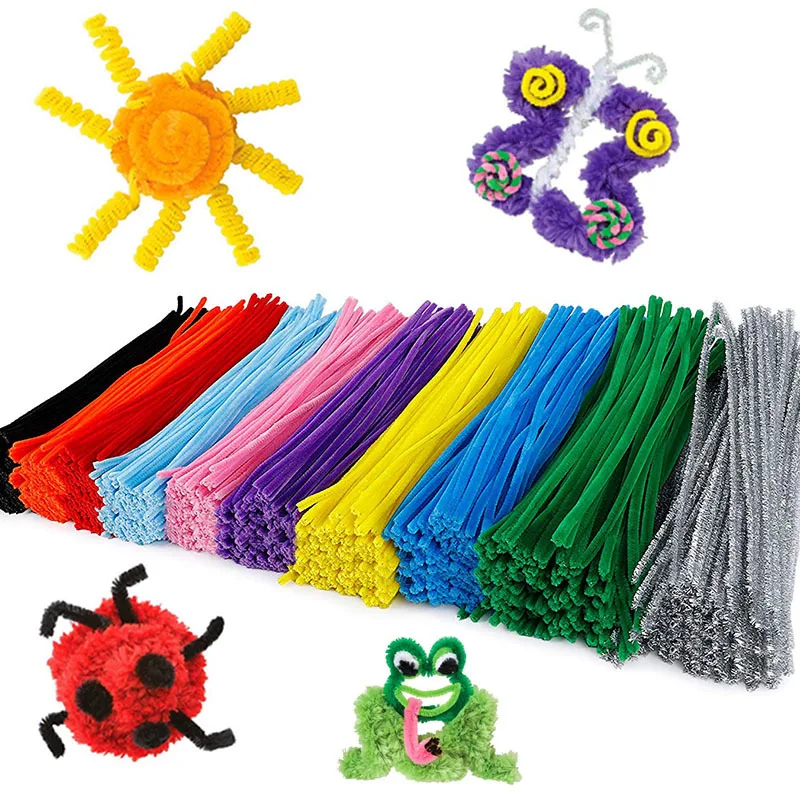 50pcs Chenille Stem Pipe Kids DIY Creative Toys Chenille Sticks Cleaners Kindergarten Educational Handmade Material Plush Strips