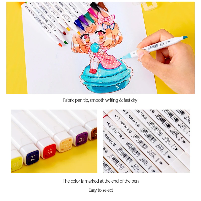 Children's Marker Set 12 24 36 48 Colors Double Ended Drawing Student Stationery Manga Painting School Art Supplies