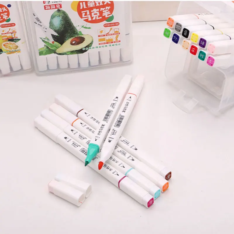 Children's Marker Set 12 24 36 48 Colors Double Ended Drawing Student Stationery Manga Painting School Art Supplies