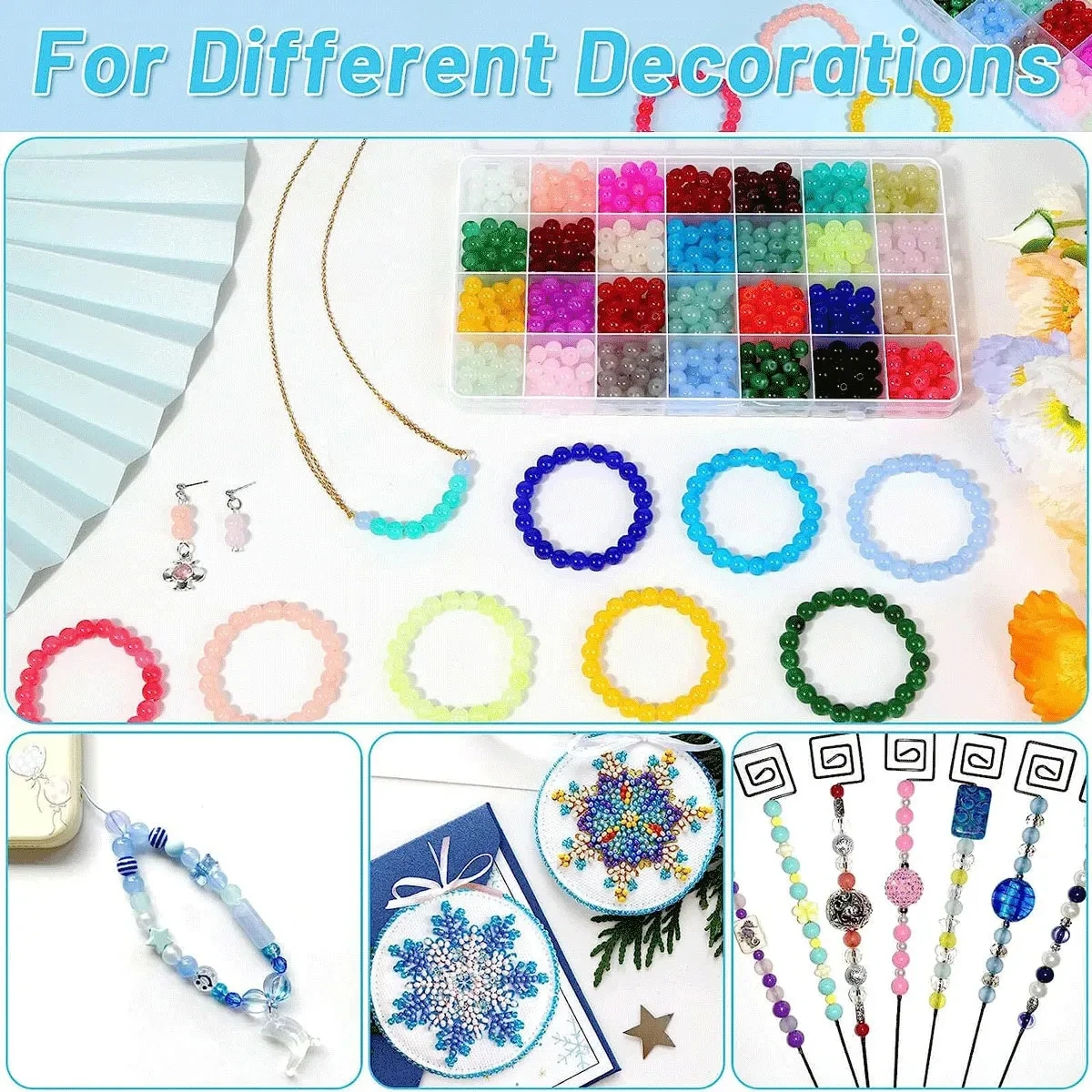 700pcs Vibrant Glass Crystal Beads-28 Colors-8mm DIY Jewelry Making Kit for Bracelets, Necklaces, and Ear Craft Suppliy