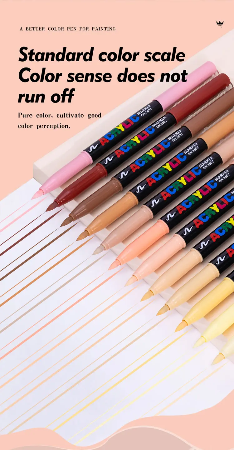 12 Skin Tones Soft Art Markers Acrylic Paint Pens Set for Sketch Portrait Manga Drawing Illustration Sketching Art Supplies