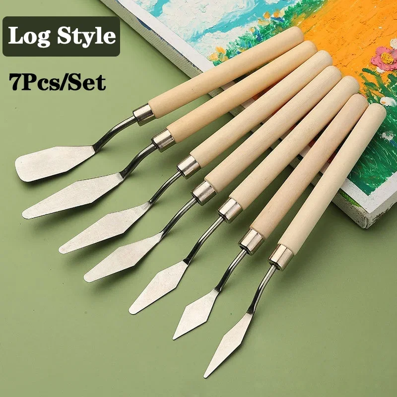 7Pcs/Set Stainless Steel Oil Painting Knives Artist Crafts Spatula Palette Knife Scraper Drawing Art Tools Stationery Supplies