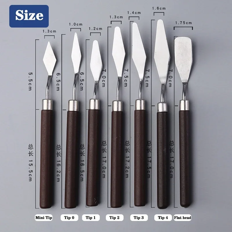 7Pcs/Set Stainless Steel Oil Painting Knives Artist Crafts Spatula Palette Knife Scraper Drawing Art Tools Stationery Supplies