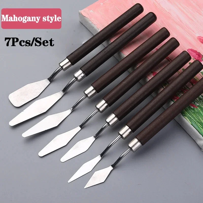 7Pcs/Set Stainless Steel Oil Painting Knives Artist Crafts Spatula Palette Knife Scraper Drawing Art Tools Stationery Supplies