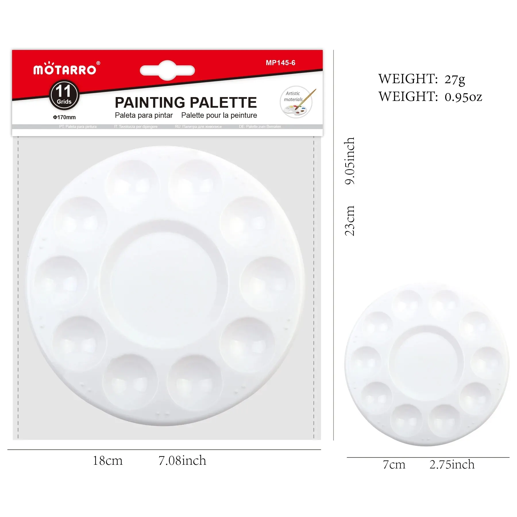 MOTARRO 1Pcs Round Plastic Palette Art Alternatives Paint Tray Artist Watercolor Plastic Palette Supply White Pigment Tray