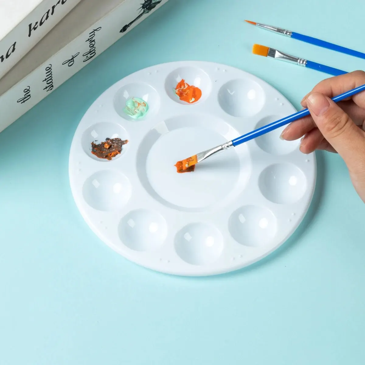 MOTARRO 1Pcs Round Plastic Palette Art Alternatives Paint Tray Artist Watercolor Plastic Palette Supply White Pigment Tray