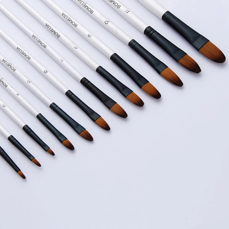 12pcs Nylon Hair Wooden Handle Watercolor Paint Brush Pen Set For Learning Diy Oil Acrylic Painting Art Paint Brushes Supplies