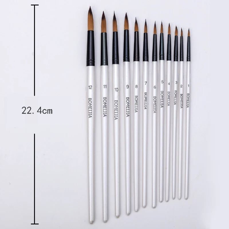 12pcs Nylon Hair Wooden Handle Watercolor Paint Brush Pen Set For Learning Diy Oil Acrylic Painting Art Paint Brushes Supplies