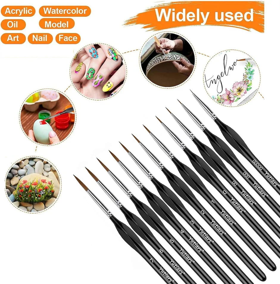 Miniature Paint Brushes,11pcs Small Fine Tip Paintbrushes, Micro Detail Paint Brush Set,Triangular Grip Handles Art Brushes