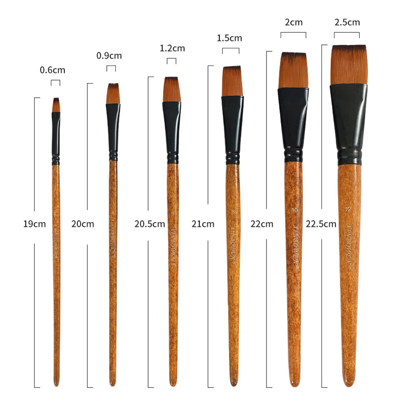 Wood Grain Professional Nylon Paint Brush Oil Watercolor Calligraphy Brush For Gouache Acrylic Paintbrush Art Painting Supplies