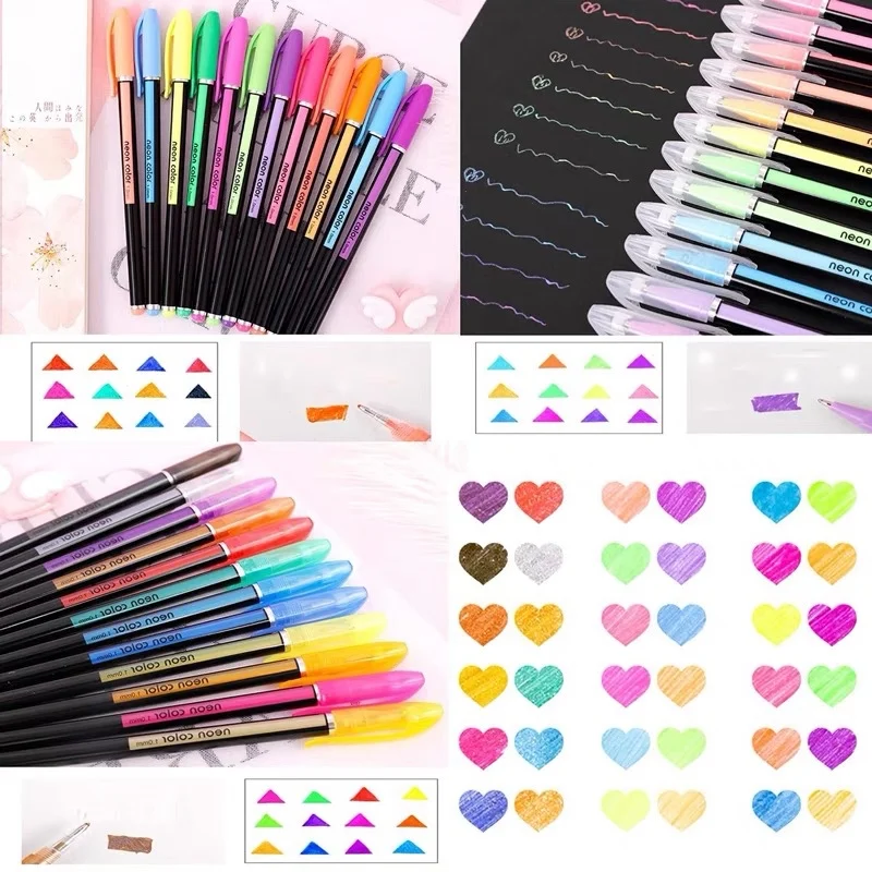 12-48 Colors Highlighter Set Fine Point Marker Pen Art Stationery Supplies for Doodling Scrapbooking Drawing Writing Sketching