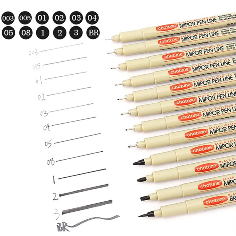 12/9/4Pcs Markers Micro Pen Kawaii Manga Hand-painted Drawing Hook Line Pen Fastdry Waterproof Sketching for Art Sketch Supplies