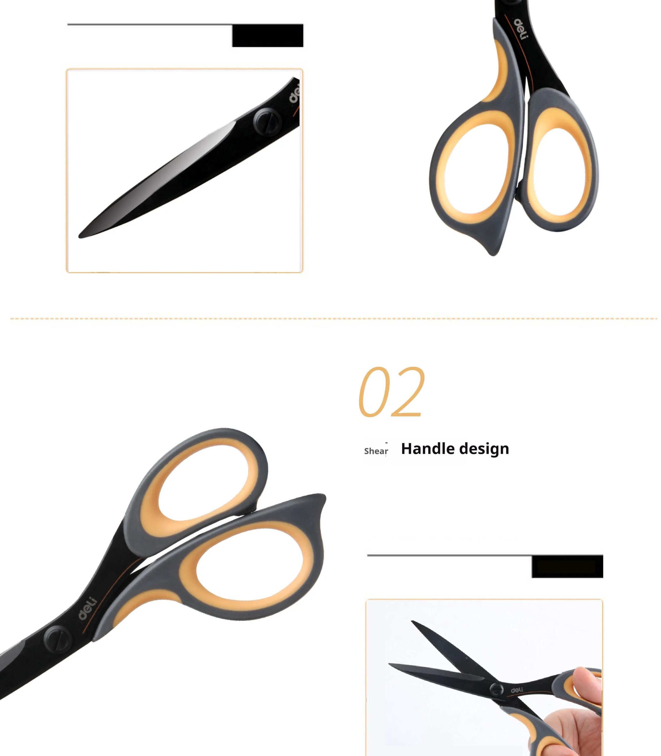 Deli-Stainless Steel Anti-Stick Scissors, Alloy Stationery, School Supplies, Office, Student, DIY, Hand Craft, 175mm