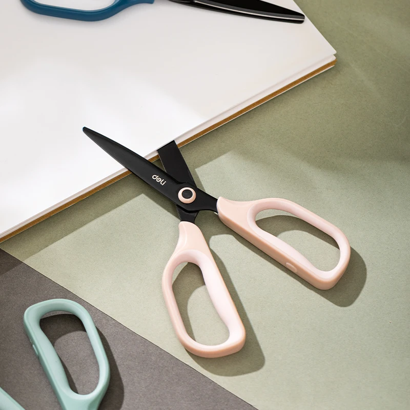 Deli Morandi Color Metal Scissors Multifunction Curved Cutting Larger Paper Scissors for Office School Art Stationery Supplies