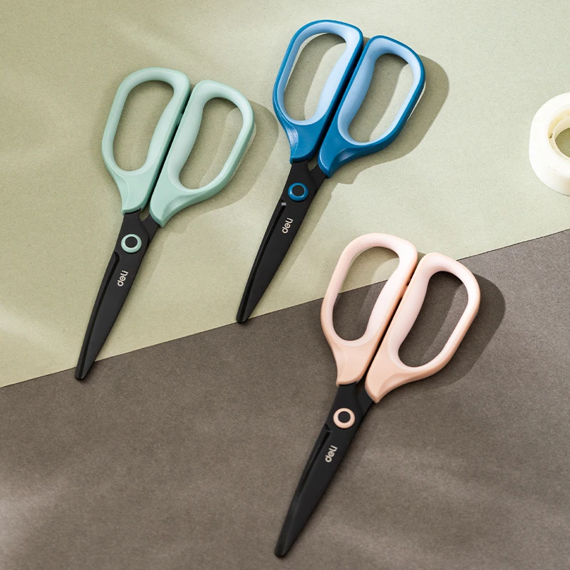 Deli Morandi Color Metal Scissors Multifunction Curved Cutting Larger Paper Scissors for Office School Art Stationery Supplies