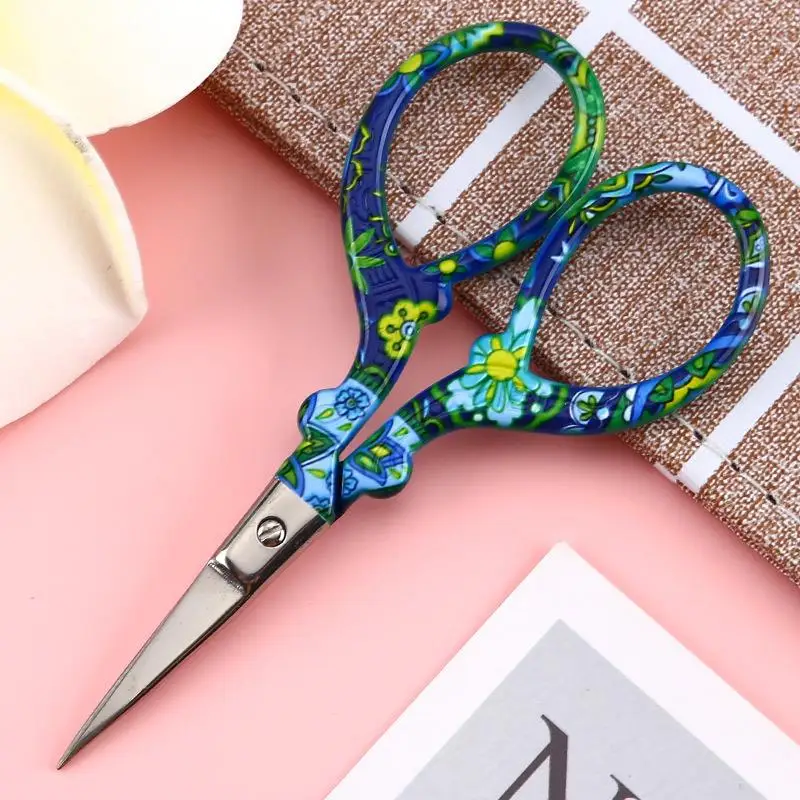 Print Flower Scissors Durable High Steel Vintage Tailor Scissors Craft Household For Fabric Scisso Rsembroidery Sewing Shears