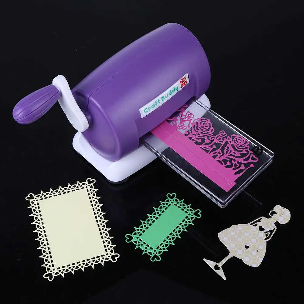 Plastic Dies Cutting Embossing Machine Portable DIY Manual Die Cutting Machine Purple Photo Decor for Card Making Scrapbooking