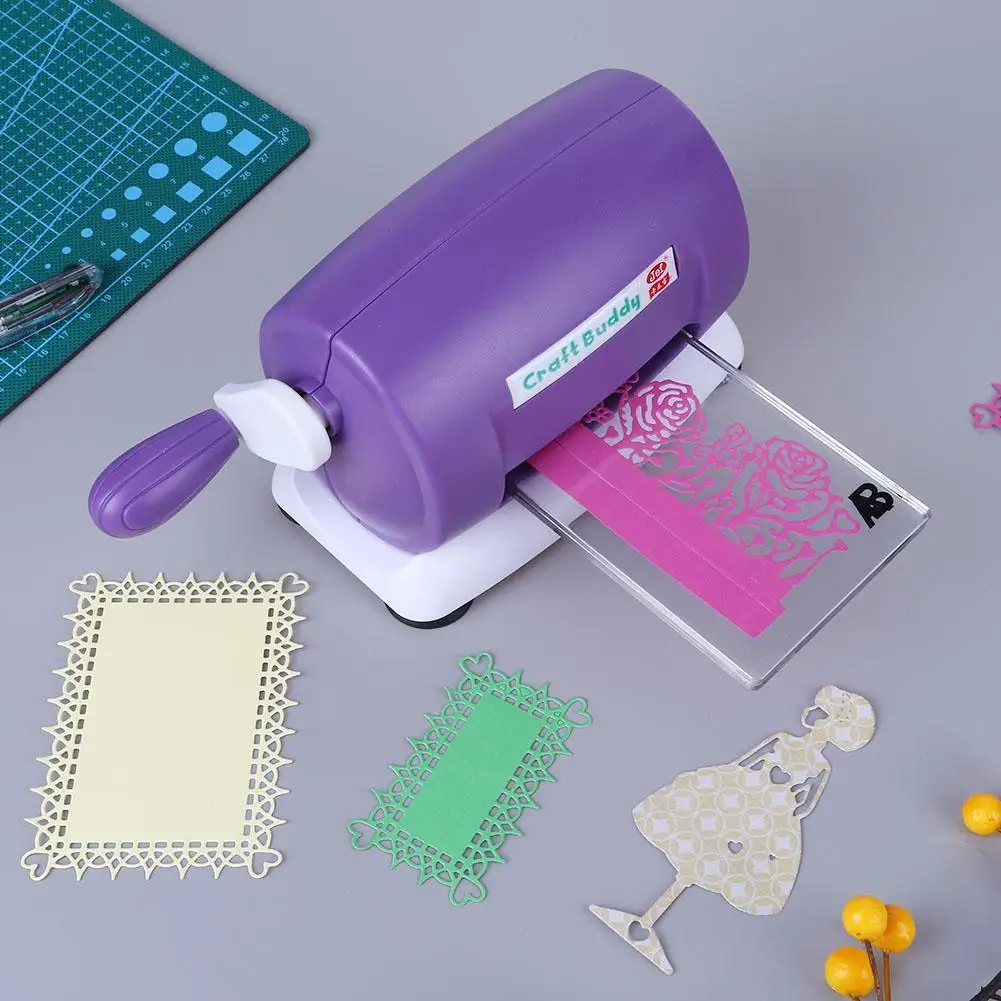 Plastic Dies Cutting Embossing Machine Portable DIY Manual Die Cutting Machine Purple Photo Decor for Card Making Scrapbooking