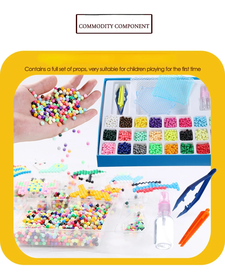 1000 Pcs/box DIY Water Spray Magic Beads Handmade Toy Set Children's Color Crystal Beads Puzzle Craft Kit Gift Variety Bean Toys