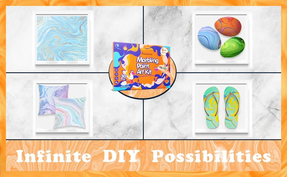 Marble Painting Kit for Kids,Arts and Crafts Paint On Water Set,Water Marbling Paint Kit Ideal Gifts for Girls & Boys Age 4-16