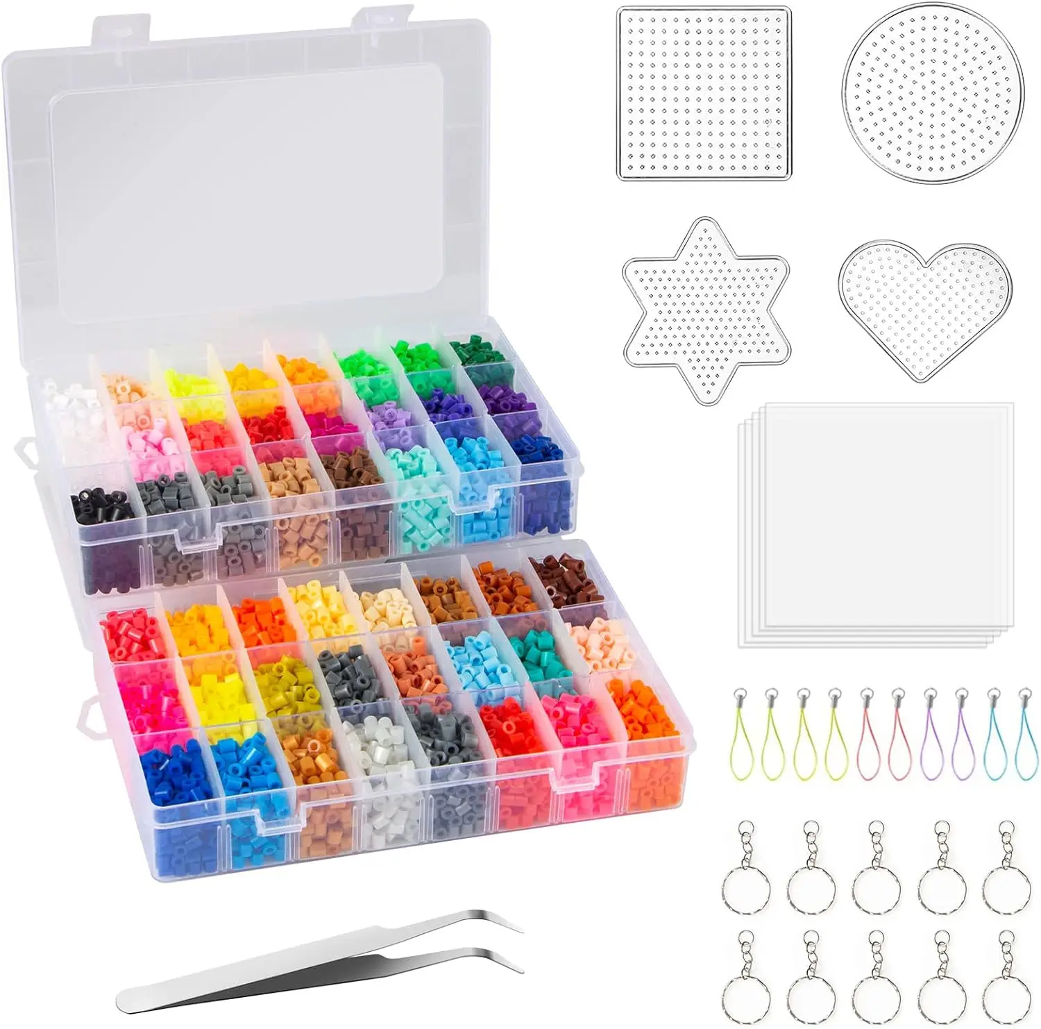 24 Colors 5mm Fuse Bead Kit Craft Kit for Kids 5 Pegboards,Ironing Paper Accessories Exercise Kid's Concentration and Endurance