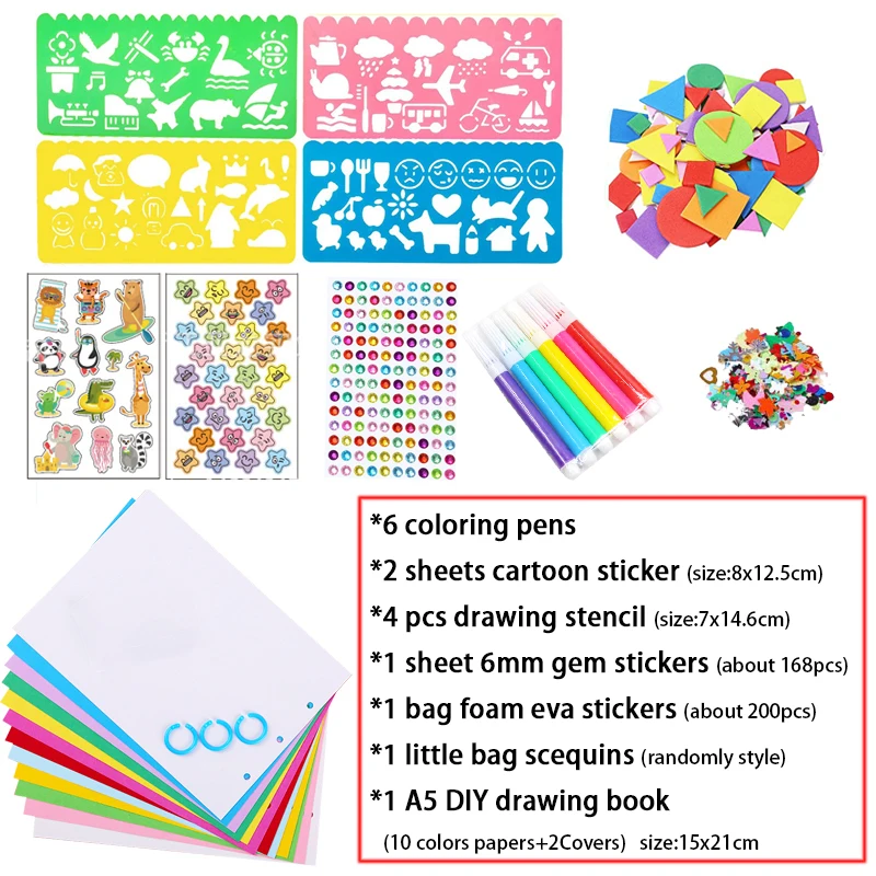 Arts and Crafts Supplies for Kids Toddlers Crafting Collage DIY Arts Set Assorted Creative Handmade Toys Kit Montessori Gifts