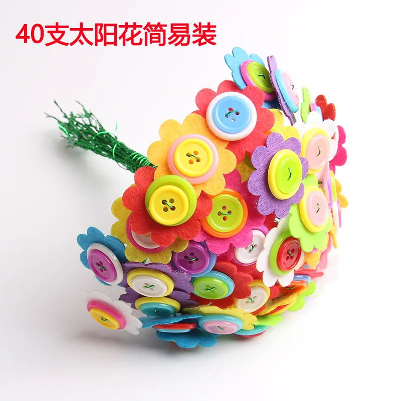 Flower Craft Kit Bouquet with Buttons and Felt Flowers Vase Art Toy Craft Project Children Kid DIY Activity Toys Boys Girls Gift