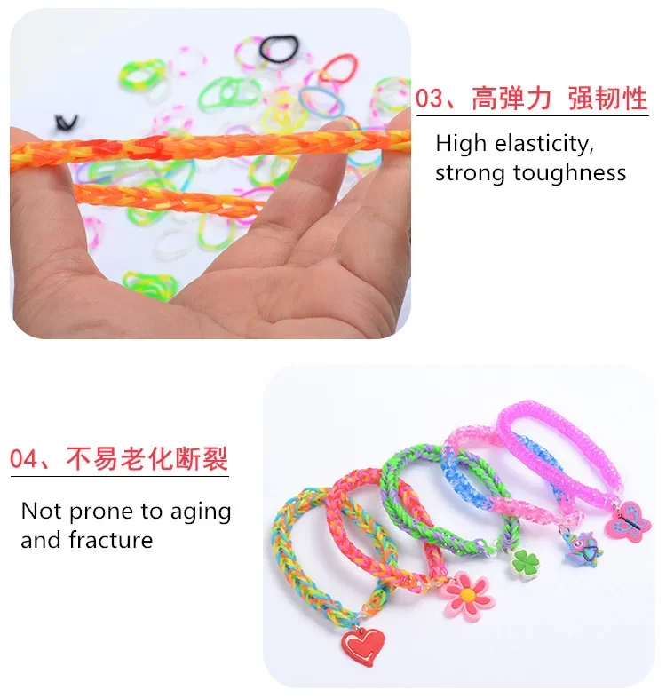 Creative Colorful Loom Bands Set Rainbow Bracelet Making Kit DIY Rubber Band Woven Bracelets Craft Toys For Girls Birthday Gifts