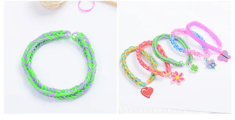 Creative Colorful Loom Bands Set Rainbow Bracelet Making Kit DIY Rubber Band Woven Bracelets Craft Toys For Girls Birthday Gifts