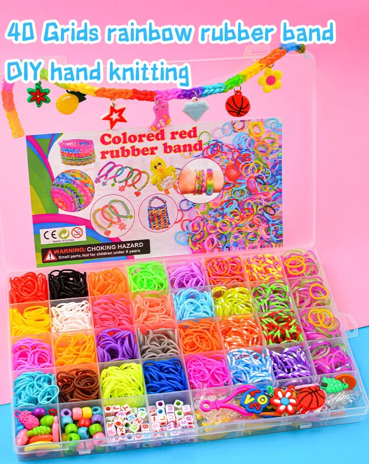 Creative Colorful Loom Bands Set Rainbow Bracelet Making Kit DIY Rubber Band Woven Bracelets Craft Toys For Girls Birthday Gifts