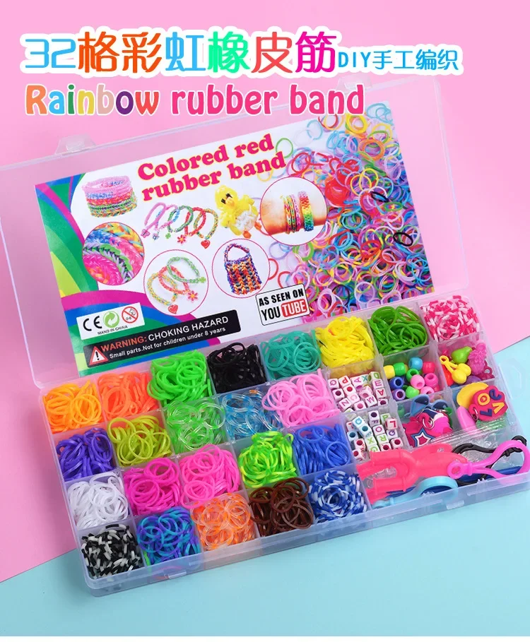 Creative Colorful Loom Bands Set Rainbow Bracelet Making Kit DIY Rubber Band Woven Bracelets Craft Toys For Girls Birthday Gifts