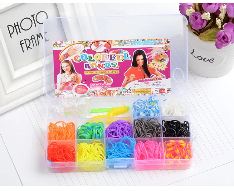 Creative Colorful Loom Bands Set Rainbow Bracelet Making Kit DIY Rubber Band Woven Bracelets Craft Toys For Girls Birthday Gifts