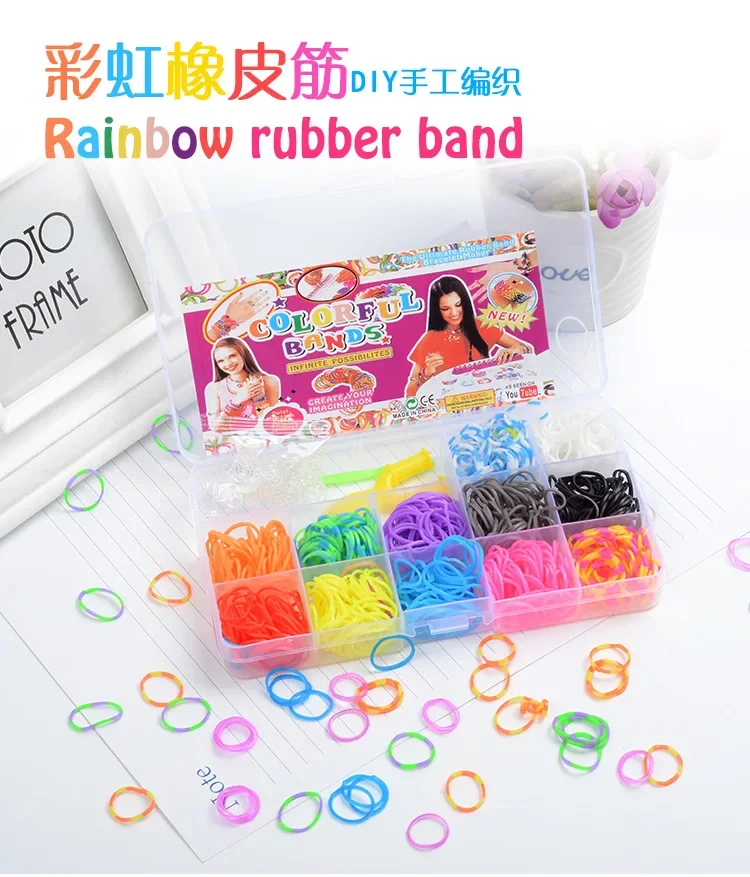 Creative Colorful Loom Bands Set Rainbow Bracelet Making Kit DIY Rubber Band Woven Bracelets Craft Toys For Girls Birthday Gifts