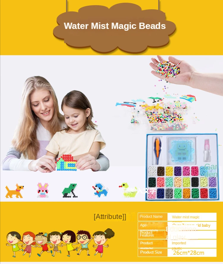 1000 Pcs/box DIY Water Spray Magic Beads Handmade Toy Set Children's Color Crystal Beads Puzzle Craft Kit Gift Variety Bean Toys