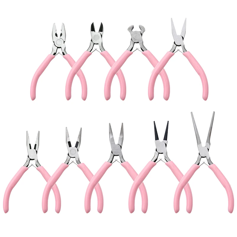 Cute Pink Color Handle Anti-slip Splicing and Fixing Jewelry Pliers Tools & Equipment Kit for DIY Jewelery Making Needlework