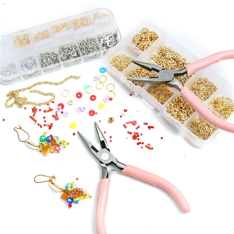 Cute Pink Color Handle Anti-slip Splicing and Fixing Jewelry Pliers Tools & Equipment Kit for DIY Jewelery Making Needlework