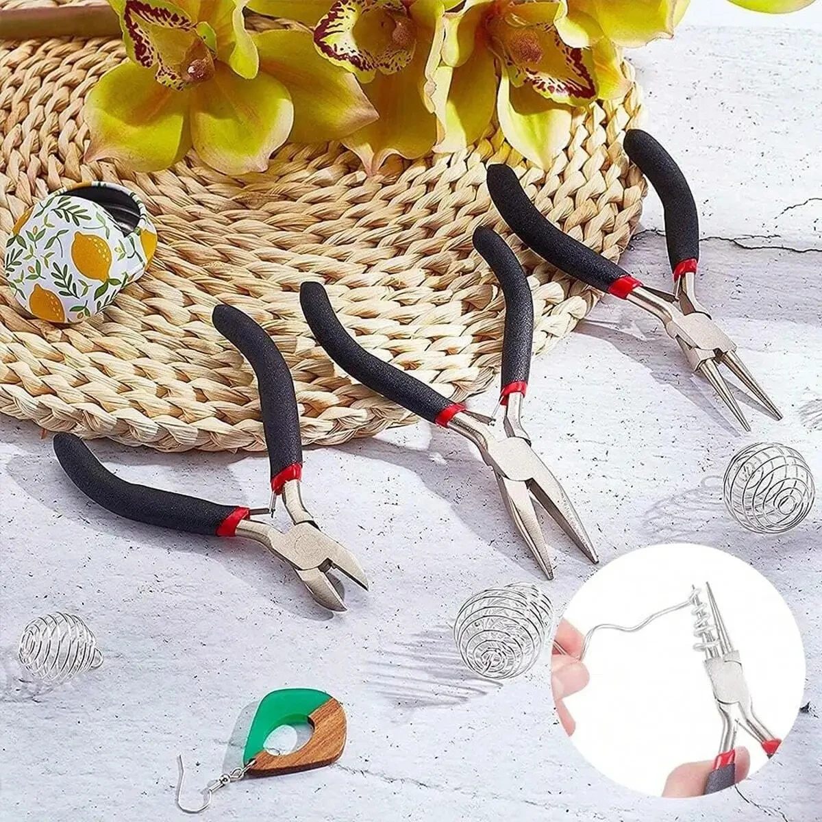 3pcs Jewelry Making Pliers Set - Needle Nose, Chain Nose, Round Nose & Wire Cutter - Perfect for Jewelry Repair, Wire Wrapping