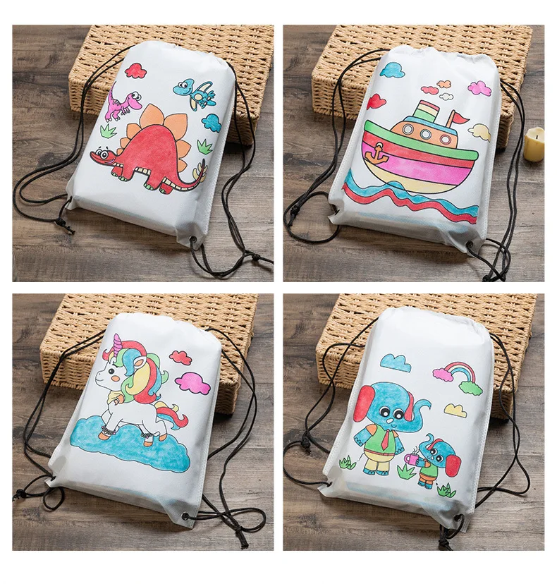 2 Pcs/Set Children's DIY Doodle Handmade Coloring Painting Materials Eco-friendly Bags Backpack Kindergarten Creative Toys