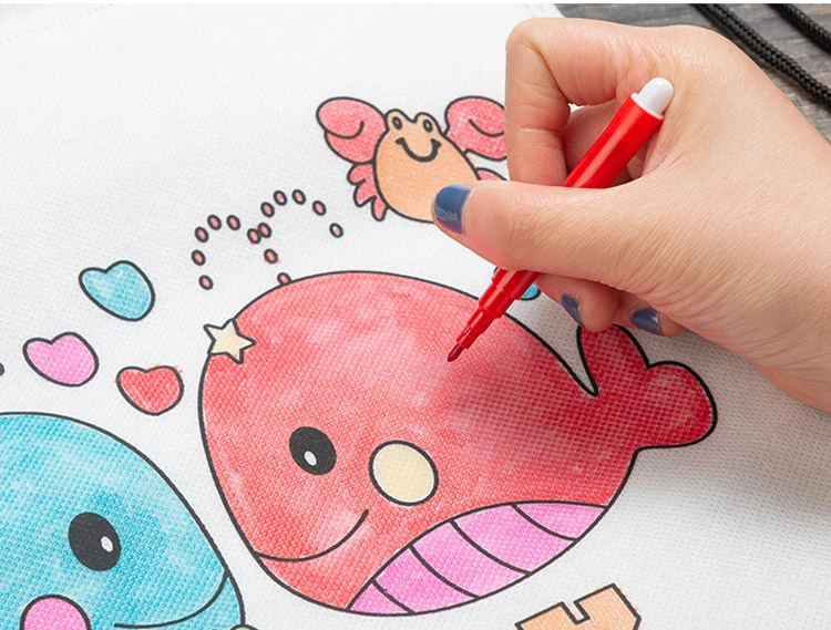 2 Pcs/Set Children's DIY Doodle Handmade Coloring Painting Materials Eco-friendly Bags Backpack Kindergarten Creative Toys