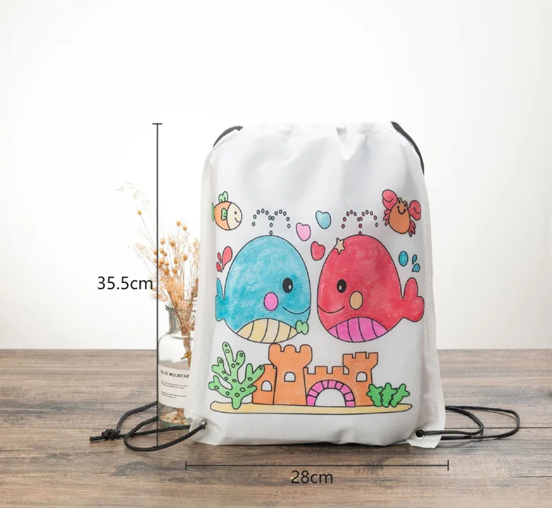 2 Pcs/Set Children's DIY Doodle Handmade Coloring Painting Materials Eco-friendly Bags Backpack Kindergarten Creative Toys